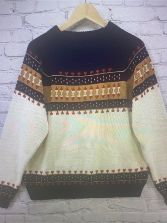 Other - Men's Colorblock Fair Isle Sweater - Cream, Black & Gold